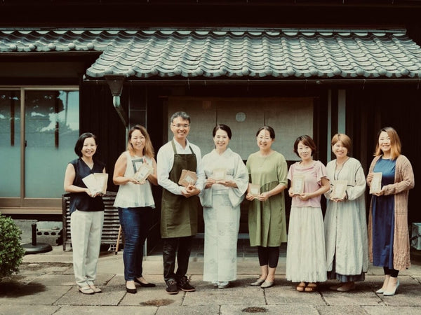 The Oosumi Organic Tea Company team outside their tea house in Kanoya, Kagoshima
