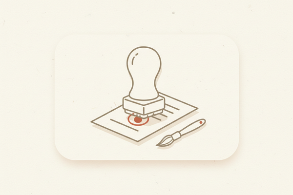 Illustration of a document being stamped to represent ATJ’s curated partnership approval process