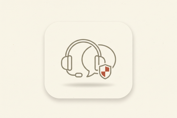 Illustration of a customer support headset and shield icon representing ATJ handling customer service and buyer protection